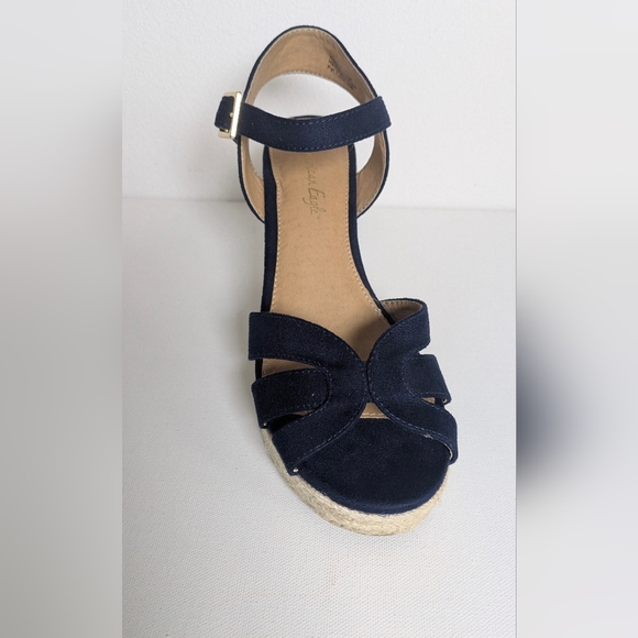 American Eagle Women's Dark Blue Espadrille Wedge Sandal Slingback Heel Sz 6.5 - Picture 6 of 9